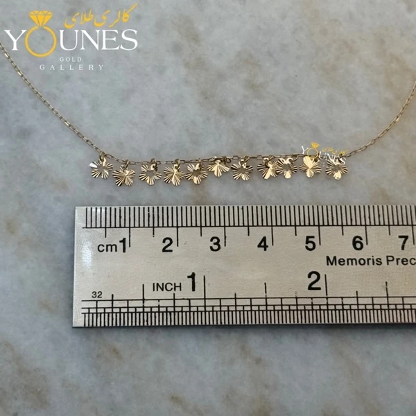 گردنبند طلا گلی پنج پر تراش دار